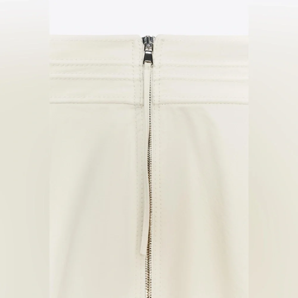 Zara NWT ZW COLLECTION off white back zip pants